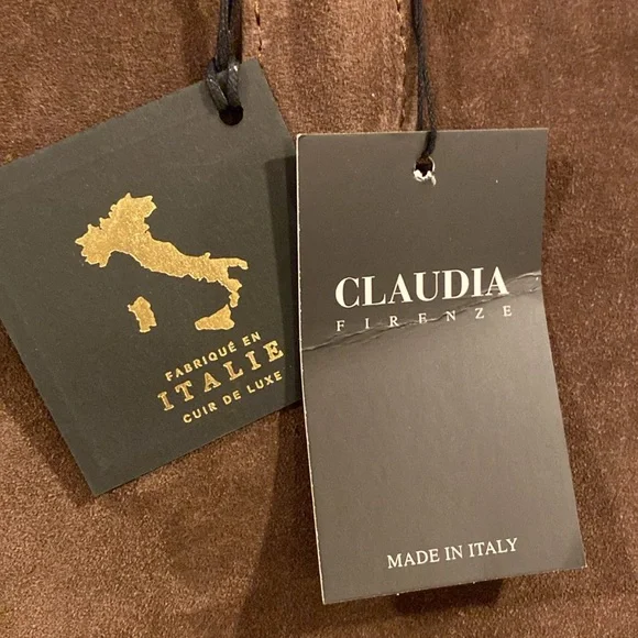 BNWT CLAUDIA FIRENZE Viral Made in Italy Chocolate Brown Suede Satchel Bag - Picture 2 of 15